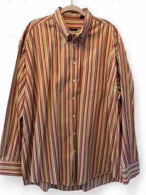 Vintage Burberry Multi-Stripe Men's Shirt - Yellow & Red XXL